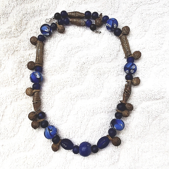 Jewelry - Brass & Glass Bead Necklace